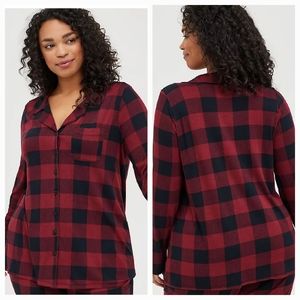NWT Torrid Plaid Super Soft Button Front Sleep Shirt 4x